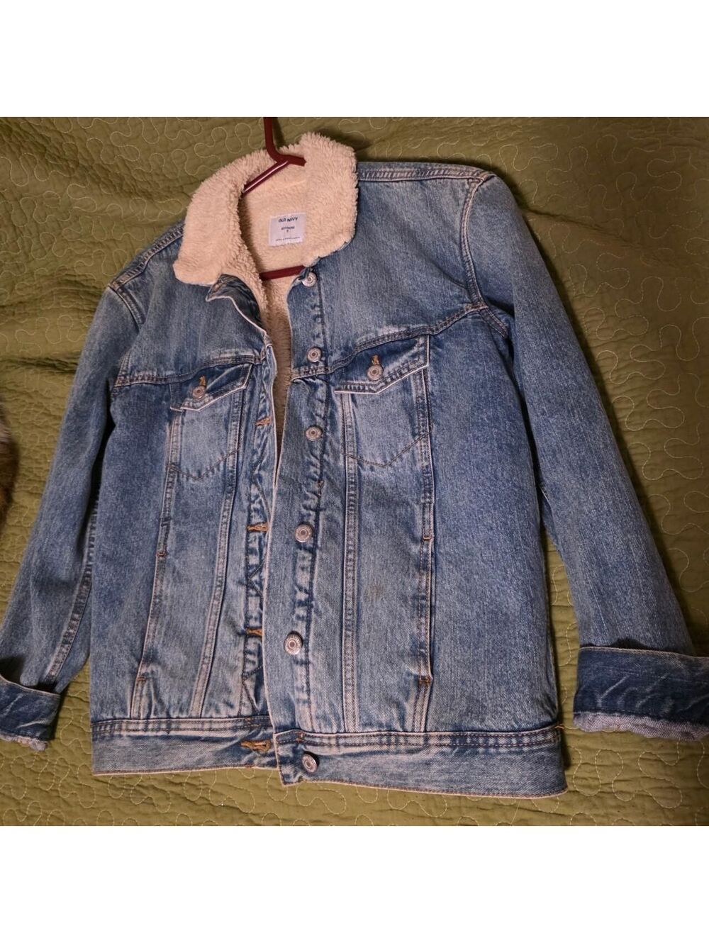 Old Navy Boyfriend Sherpa Lined Denim Jacket Size Small